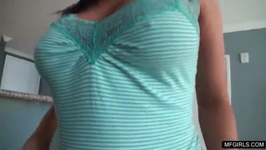Shy college teen shows her boobs and asshole for cash