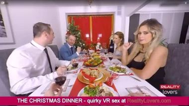 Blowjob under the table on christmas in vr with beautiful blonde