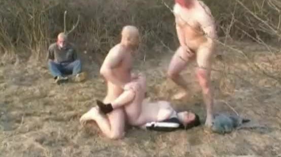 Girl fucked outdoors while husband is watching